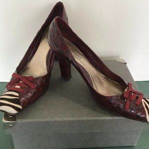 Kenneth Cole New York Burgundy Croc Print Leather